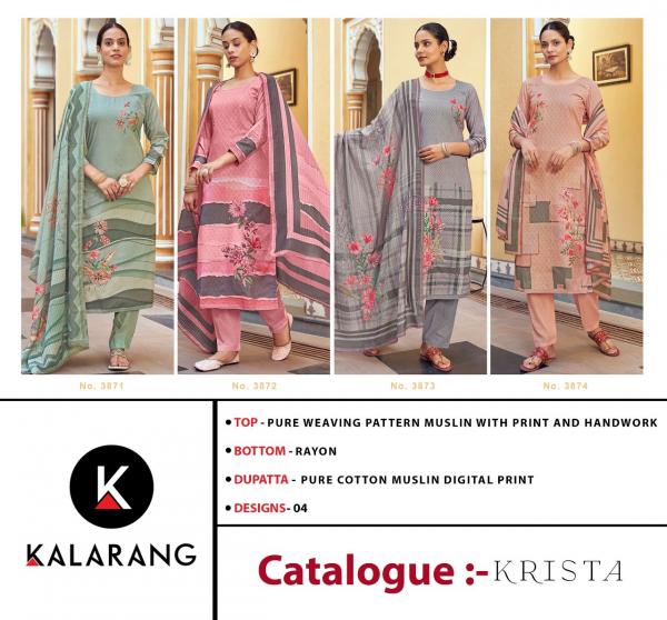 Kalarang Krista Muslin Printed Unstich Suits Collection